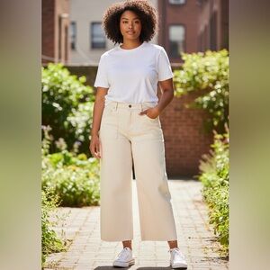 NWOT Madewell Emmett Wide-Leg Jeans 32 | Full Length Patch Pockets Raw-Edge Hem